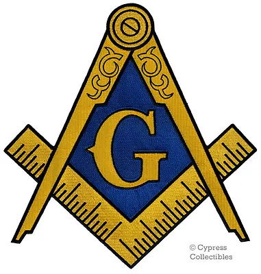 LARGE MASONIC LOGO PATCH Embroidered Iron-on FREEMASON SQUARE COMPASS MASON BIG • $16.95