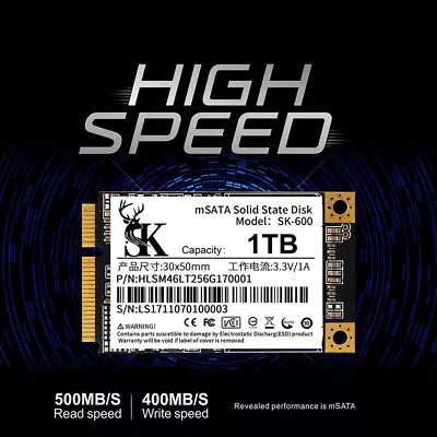 $51.88 • Buy NEW 1TB MSATA SSD SATA III 6Gb/s For ThinkPad X220 X230 T420 T430 T430S X1 W520