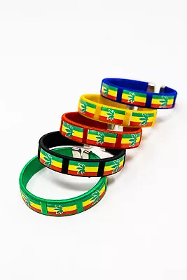 Marijuana Leaf Rasta Rubber Bracelet • $8.99