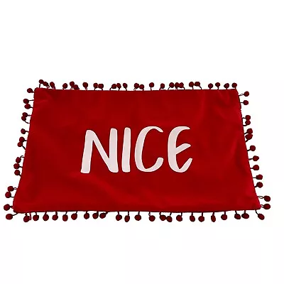 Marlo Lorenz Thro Decorative Holiday Christmas Pillow Nice Or Naughty 12x20 Red • $19.97