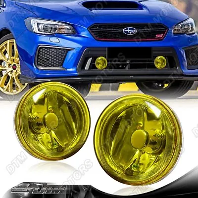 4  Round Chrome Reflector Yellow H3 55W Bulbs Fog Light Lamps+Switch+Relay+Bulbs • $36.99