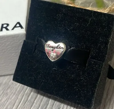 💖 Genuine Pandora Silver Heart Daughter Bead Charm Bracelet Gift S925 ALE . • £24.10