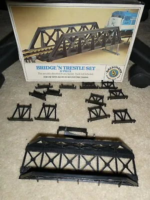 Vintage HO Scale Bachmann Bridge N Trestle Set 17 Pcs In Box 46225 • $19