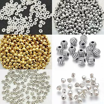  100 Psc Silver Spacer Beads For Jewellery Making Different Styles  • £2.74