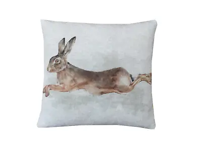 Handmade Leaping Hare Digital Print Linen Fabric Country Animal Cushion Cover • £9.89