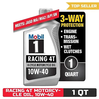 Mobil 1 Racing 4T Full Synthetic Motorcycle Oil 10W-40 1 Qt • $18.90