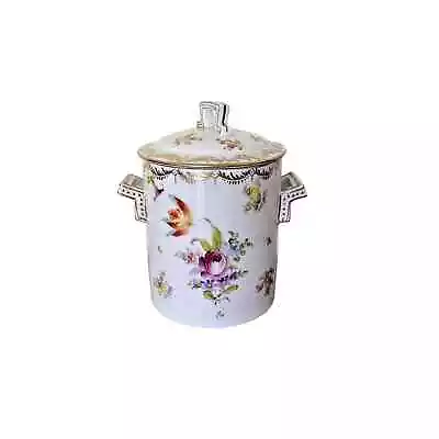 Richard Briggs Boston Condensed Milk Jar Antique Lidded Porcelain Floral • $100