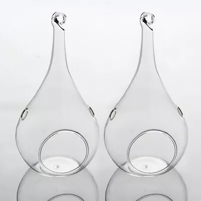 Hanging Glass Tea Light Holders Fillable Baubles Clear Garden Home Wedding Decor • £11.95