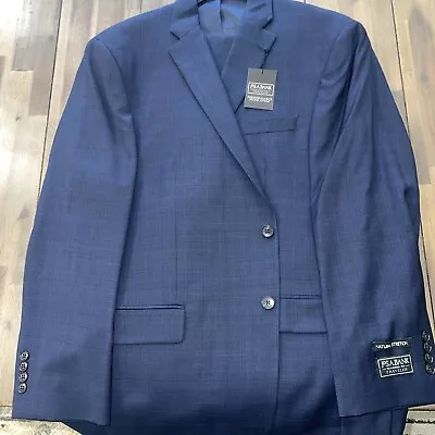 NWT Jos A Bank Traveler Blue Check Wool 2 Button 2 Piece Suit Mens 46R 40W $798 • $63