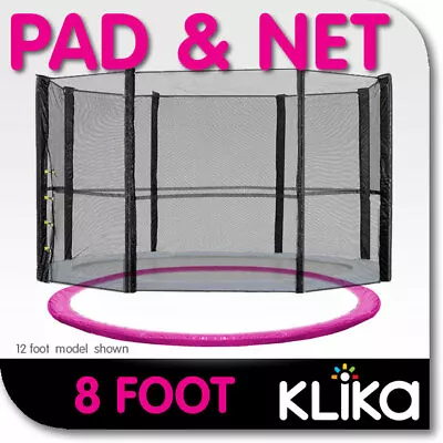 PINK 8ft REPLACEMENT OUTDOOR TRAMPOLINE SAFETY NET AND SPRING PAD COVER • $95