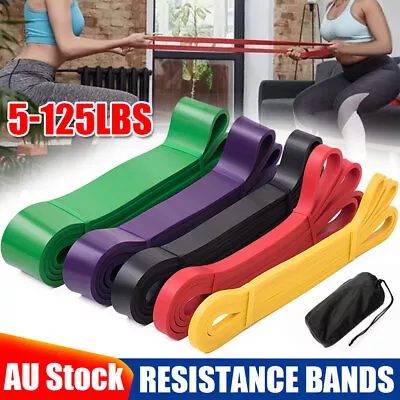 Set Of 5 Heavy Duty Resistance Bands Loop Exercise Fitness Workout Band Gym Home • $29.85