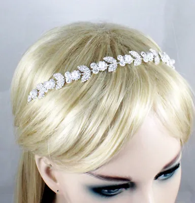 $6.99 • Buy Pearl Crystal Rhinestone Bridal Hair Headband Headpiece Jewelry Tiara Prom T910