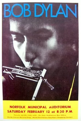 Bob Dylan 1966 Norfolk Municipal Auditorium Concert Poster / Nmt 2 Mint • $39.99