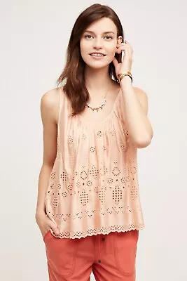 Nwt $98 Anthropologie Vanessa Virginia Sadie Swing Tank Top Eyelet Blouse 6 New • $29.95