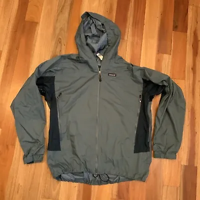 Patagonia Jacket Mens Large L Rain Shadow Windbreaker Hooded Blue • $34.99