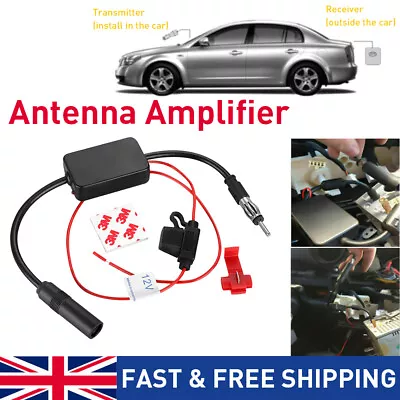 Car Auto Stereo FM & AM Radio Signal Antenna Aerial Signal Amp Amplifier Booster • £9.69