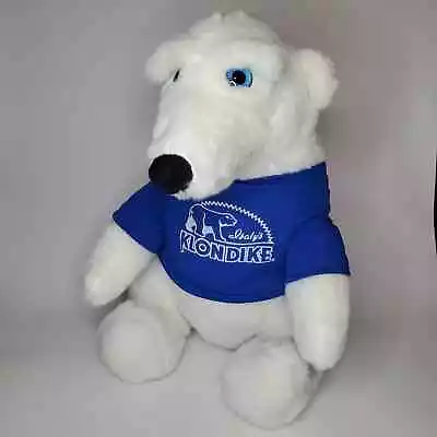 Vintage Isaly’s Klondike Plush Polar Bear 18  Stuffed Animal Blue Eyes RARE • $14