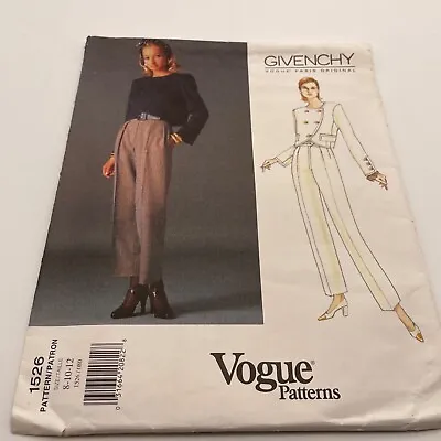 Vogue Patterns V1526 Givenchy Fitted Jacket And Pants 8 10 12 Vtg Paris Designer • $40.87