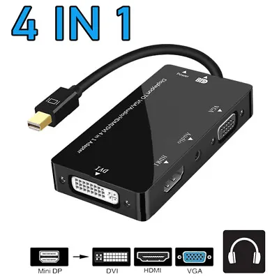 4-in-1 Thunderbolt 2 Mini DisplayPort DP To HDMI VGA DVI Audio Mac Adapter Cable • $12.99