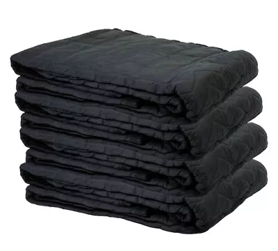 (4 Pack) 48 X48  Black Sound Dampening Moving Blanket W/ Grommets - Cotton/Woven • £115.69