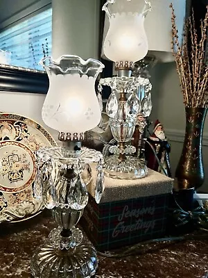 Two Vintage Victorian MCM Hurricane Table Lamps Excellent Condition • $100