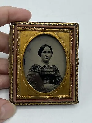1/9th Plate Size Ruby Ambrotype Attractive Woman Leather Half Case /ro • $45