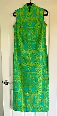 Vintage 60-70's Creation Imprime D. Adams Maxi Hawaiian Mod Dress Small Cotton • $39.75