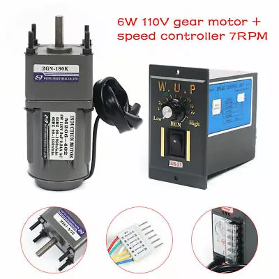 AC 6W 7.5RPM Speed Controller Single Phase Electric Gear Motor With Gearbox 110V • $51.30