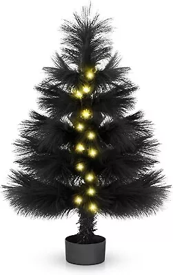 Mini Christmas Tree With Lights 2FT Battery Operated Black W/Box ~NEW • $12.99