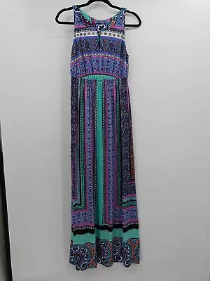 Soma Womens Dress Size Medium Sleeveless Jersey Maxi Keyhole Stretch Waist • $24.99