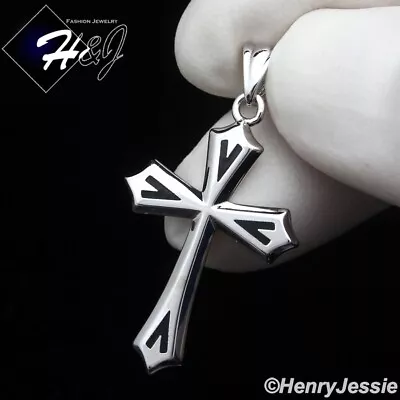 Men Solid 925 Sterling Silver Plain Simple Black Plated Cross Pendant*sp433 • $24.99