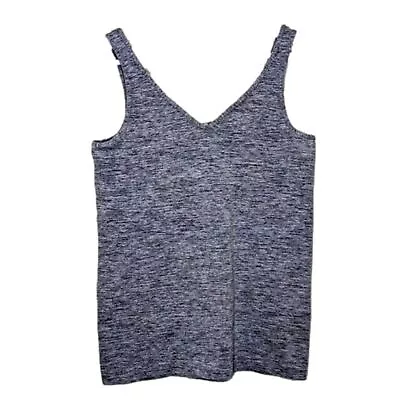 Anthropologie Eloise V-Neck Stretch Tank Top Womens Size L Marled Gray • $16.09