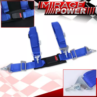 Blue 4PT Single Safety Seat Belt Harness Nylon Strap 2  W/ Buckle Latch On / Off • $20.99