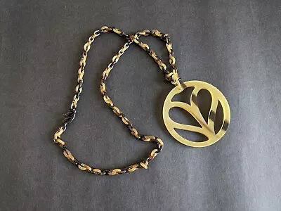 $750 • Buy **HERMES** Authentic. Brown Horn Heart Pendant Necklace.