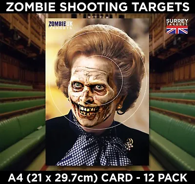 ZOMBIE MARGARET THATCHER Shooting Targets Air Rifle Pistol A4 Size 12 Pack • £5.99