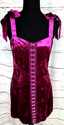 Forever21 Magenta Velvet Winter Collection Mini Dress Size Medium Sleeveless • $14.99