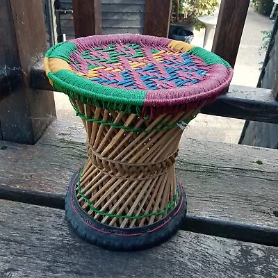 £30 • Buy  Vintage Round Bamboo Stool Foot Stool