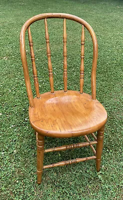 Antique 1874 Chair 19th Century Wooden Turned C Turned Spindle Bow Back • $74.99