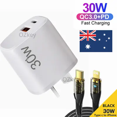 $6.99 • Buy 30W DUAL USB-C PD Fast Charging Wall USB C Charger Power Adapter Type-C Brick AU