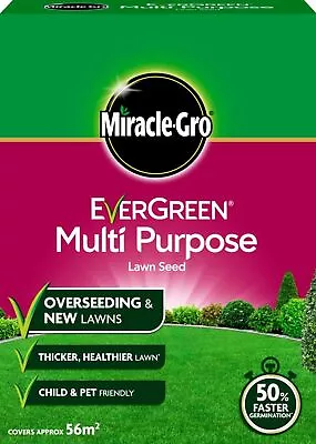 Miracle-Gro Evergreen Multi Purpose Grass Lawn Seed Fast Germination 56m2 1.68kg • £18.49