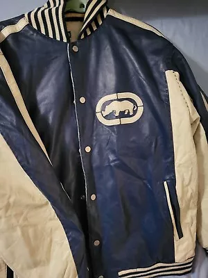 Very Rare Vintage Retro Ecko Varsity Bomber Leather Jacket Great Condition • $210