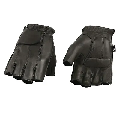 Milwaukee Leather SH850 Men's Black Deerskin Leather Fingerless Gloves Gel Palm • $19.99