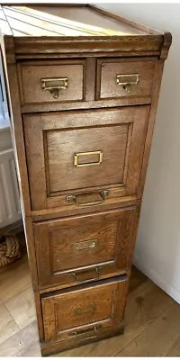 Vintage Oak 4 Drawer Filing Cabinet Antique 1920s • £900