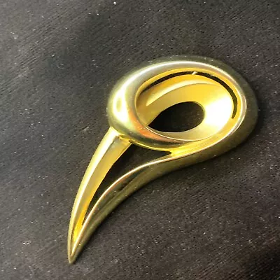 Vintage M Jent Signed Statement Abstract Gold Tone MCM Swirl Metal Brooch Pin • $9.95
