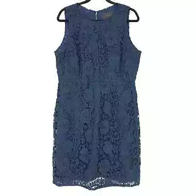 J. CREW Women's Size 16 Lace Sleeveless Sheath Dress Lined Back Zip Blue • $34.97