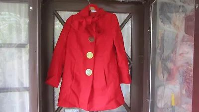 NWT - Moschino Cheap And Chic Red Red Wool Jacket Gold Oversized Buttons Size 12 • $99.99