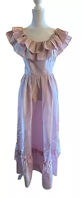 Vintage NOS 80’s Candi Jones Of California Dress Pink 16 Candles 7 Ruffles Long • $79