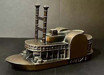 Banthrico Coin Bank Cast Metal Paddlewheel Steamboat Chicago 1970s Vintage • $14.99