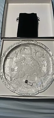 Mikasa Germany Oval Crystal Frosted Glass Nativity Christmas Plaque W/Stand Box • $34.99