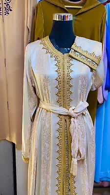 Moroccan Takchita With Golden Jawhara Fabric Fashion 2023 • $399